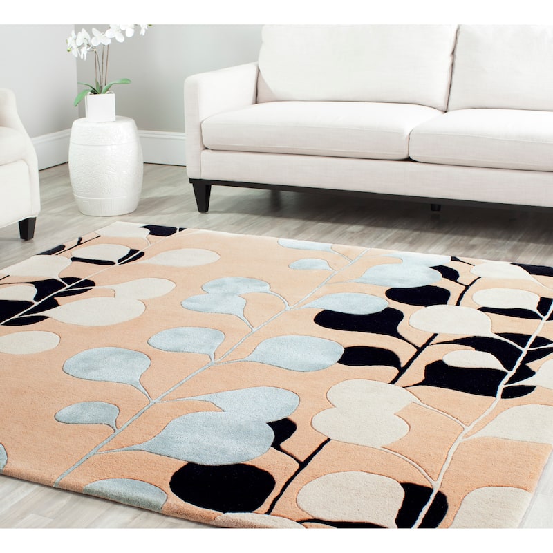 SAFAVIEH Handmade Capri Dorle Modern Wool Rug - 7' Square - Beige/Ivory