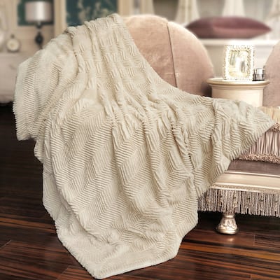 Herringbone FauxFur Throw, 50" x 60"