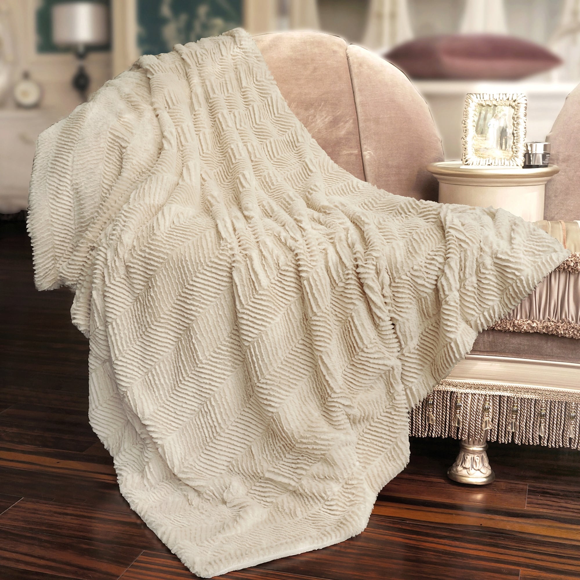 Herringbone FauxFur Throw, 50" x 60"