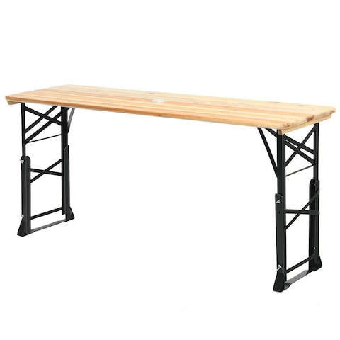 Costway 5.5 Ft Outdoor Folding Wood Picnic Table Height Adjustable - See details