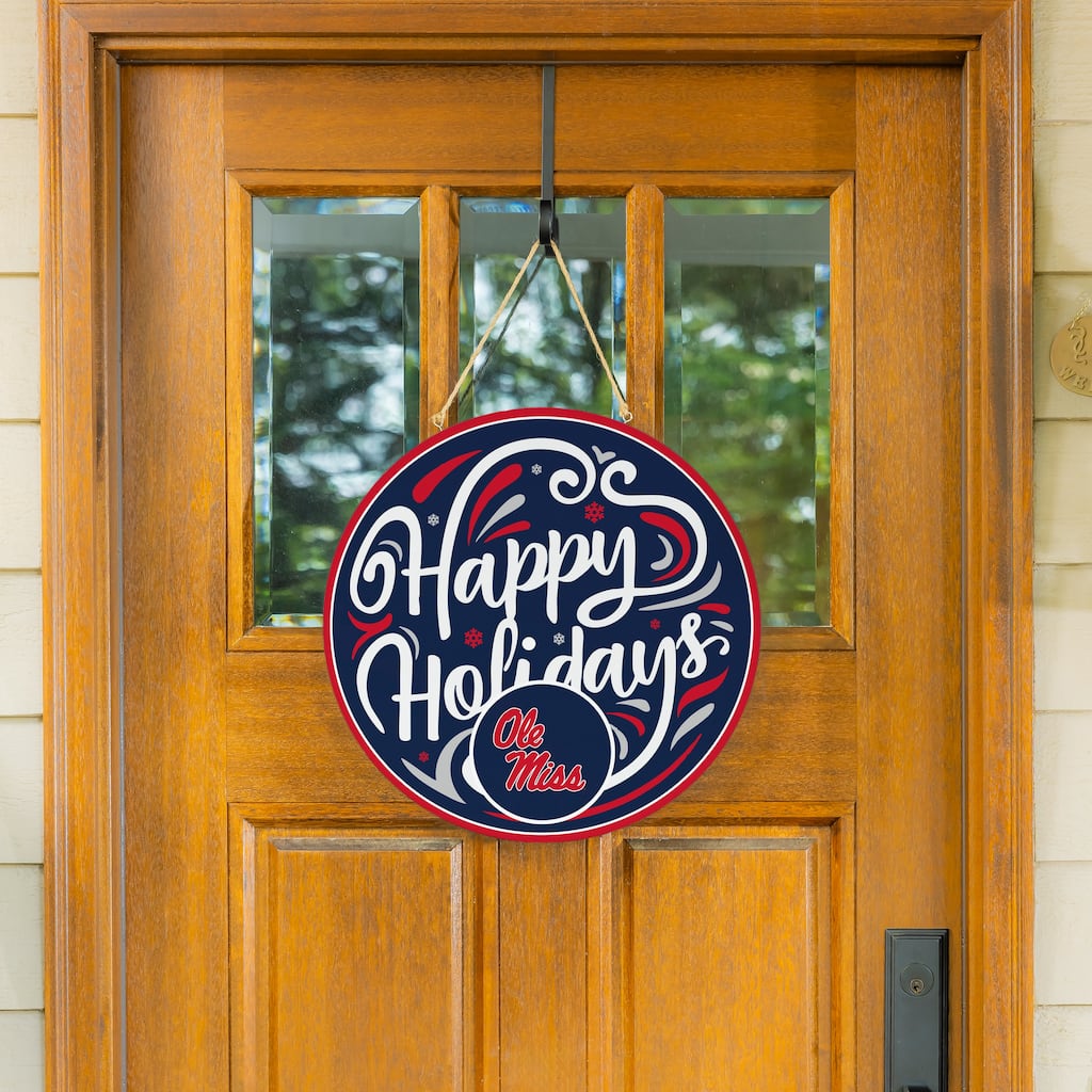 Ole Miss 18" x 18" Happy Holidays Door Décor Wall Sign - 18" x 18"