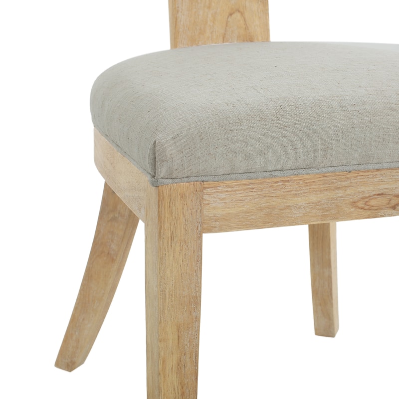 Fescue Fabric and Rubberwood Slat Back Upholstered Dining Chair (Set of 2) by Christopher Knight Home
