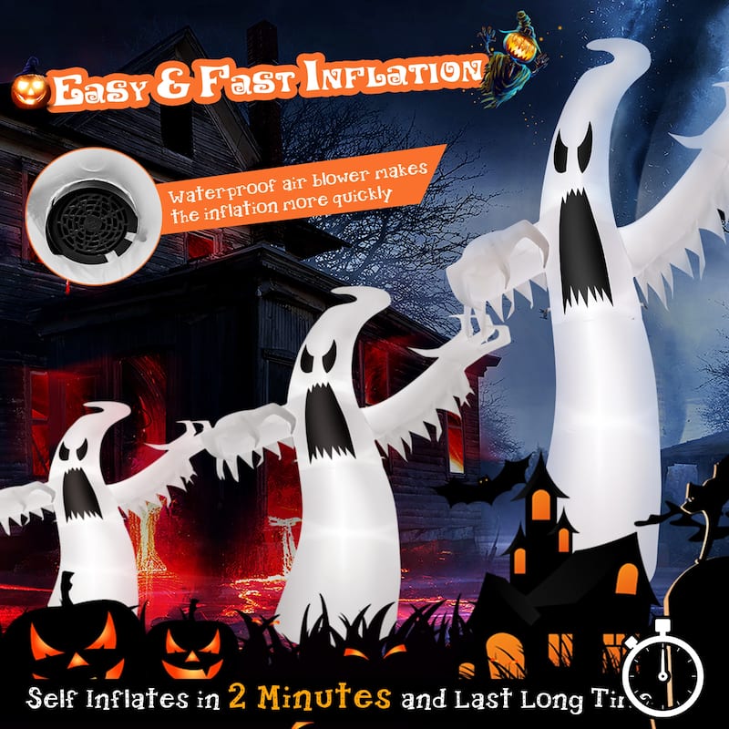 Costway 12ft Halloween Inflatable Ghost Quick Blow up w/LED Lights - See Details