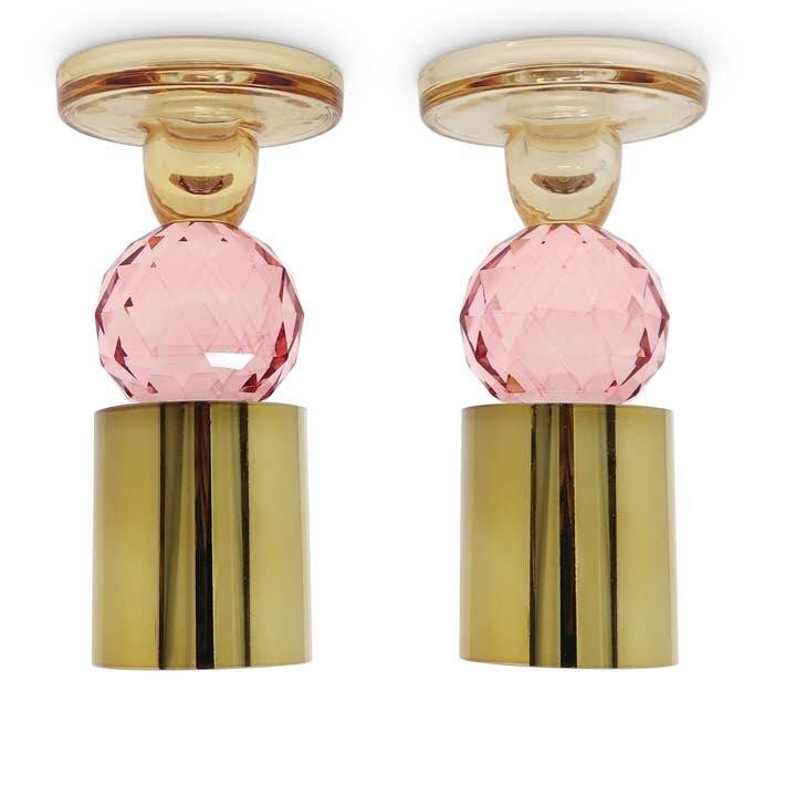 6.5" Crystal Candlesticks, Set of 2