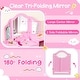 preview thumbnail 20 of 20, Kids Vanity Table and Chair Set with Removable Tri-Folding Mirror - 41" x 16" x 46"