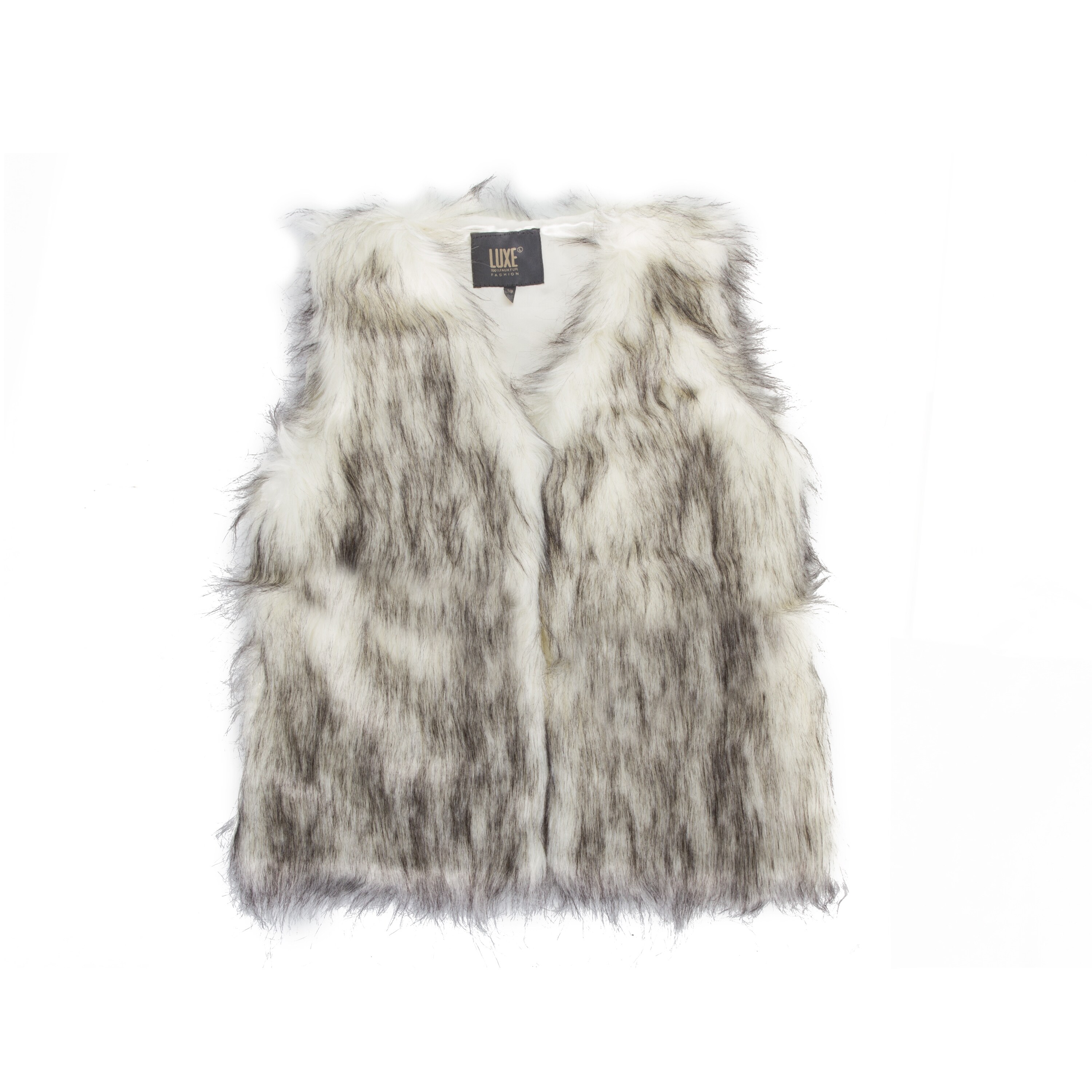 faux fur vest grey