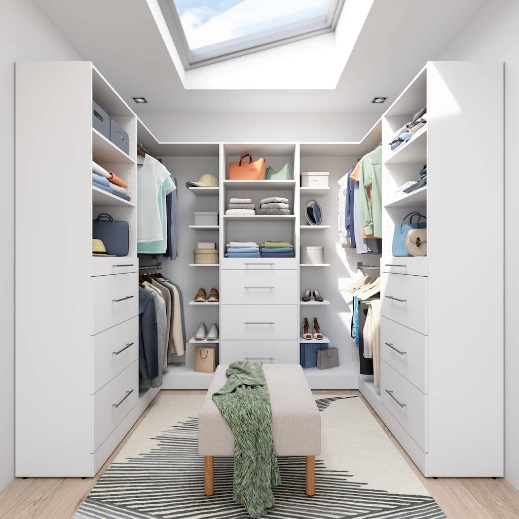 Bestar Florence 95W x 61D U Shaped Walk-In Closet System, Slab