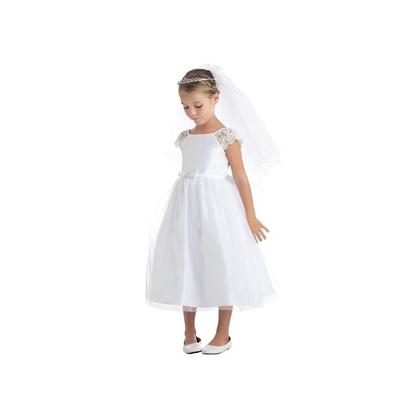 girls white satin dress