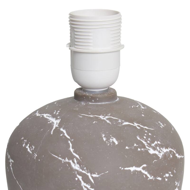 Rounded Marble Style Table Lamp with Drum Shade - 12.5" - Taupe and White