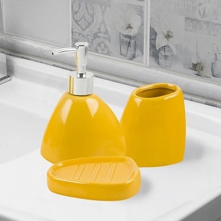 Yellow Dolomite Bathroom Accessories Set - Soap Dispenser, Soap Dish & Tumbler - N/A - Bed Bath ...