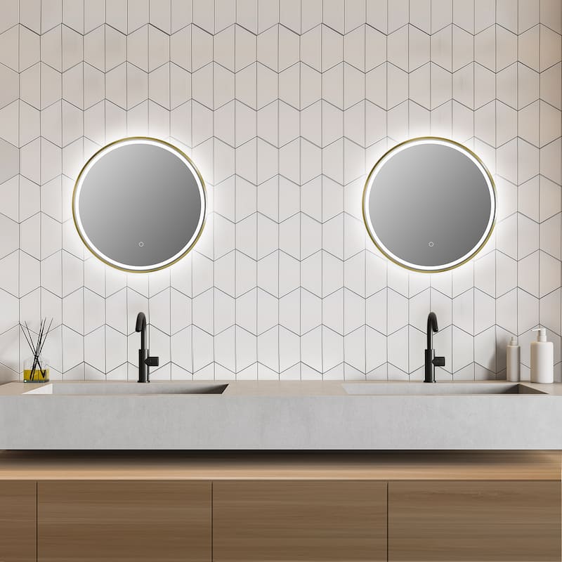 Altair Palme Round Framed Bathroom LED Lighted Wall Mirror