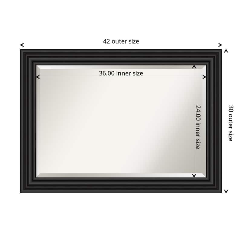 Beveled Bathroom Wall Mirror - Colonial Black Frame - Outer Size: 42 x 30 in