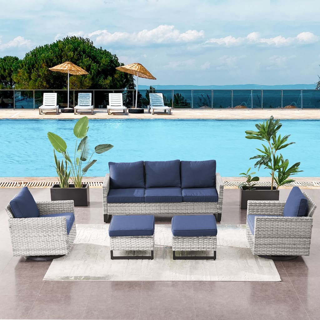 Gymojoy Outdoor Patio Sofa Rocking Chair Ottoman Set