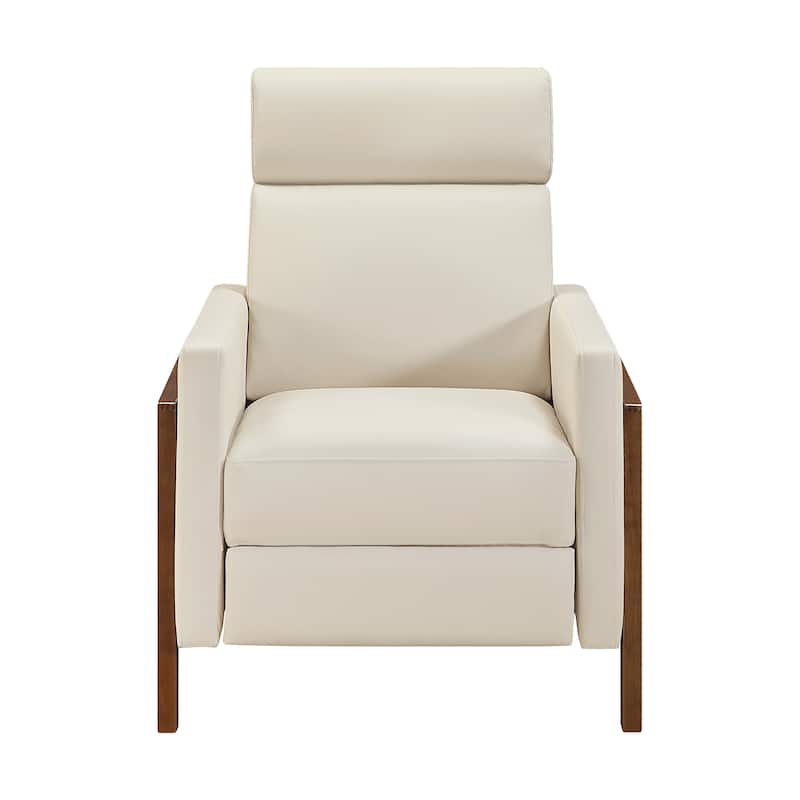 Enzo 29" Faux Leather Push Back Recliner with Exposed Wood Frame