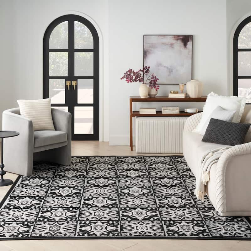 Nourison Aloha Indoor/outdoor Grey Geometric Area Rug