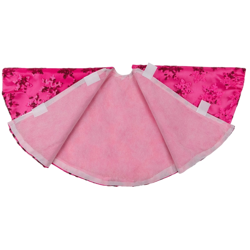 Sequin Snowflake Mini Christmas Tree Skirt - Pink - 20"