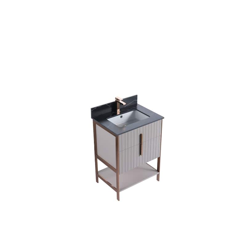 Fine Fixtures Serenity Modern Bathroom Vanity with Black Sintered Stone Top