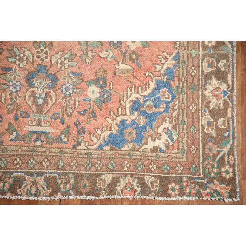 Hand Knotted Oriental 100% Wool Carpet Traditional Floral Pink Hamedan Area Rug - 8' 8'' X 5' 6''