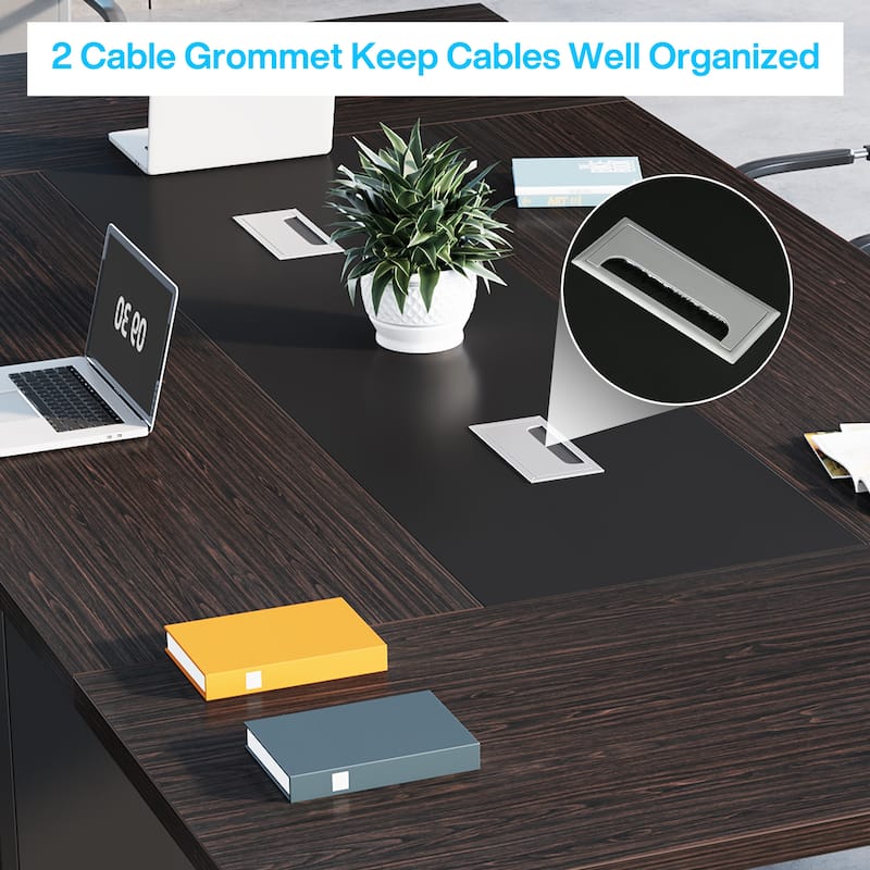 8FT Conference Table, 94.48" L x 47.24" W x 29.52" H Conference Room Meeting Seminar Table with Grommet Power Hub - N/A