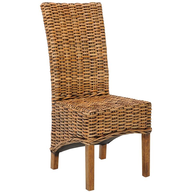 SAFAVIEH Kathi Isla Wicker Brown High Back Dining Chair (Set of 2) - 18.5" x 20.9" x 42.1" - 19Wx21Dx42H
