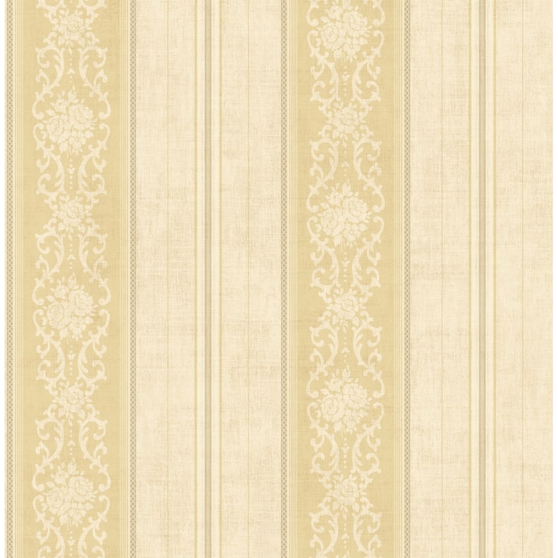 Seabrook Designs Amery Floral Stripe Unpasted Wallpaper