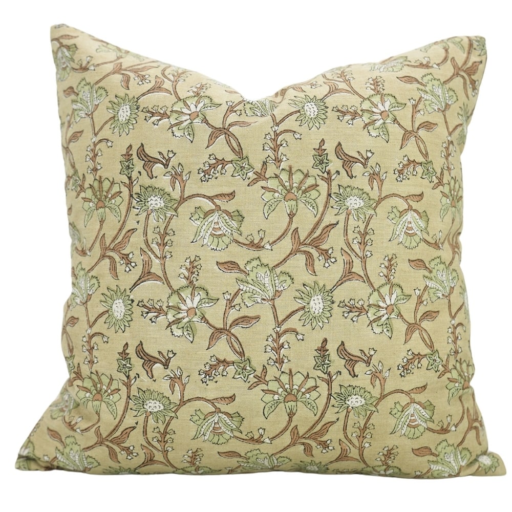 Fabdivine Linen Block Print Cushion Cover Vintage Rustic Home Decor Accent, Nayaab