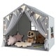 preview thumbnail 4 of 6, Grey Large Toddler Playhouse Tent with Door Curtains Windows and Star String Light - 57.5" x 38" x 52.5"