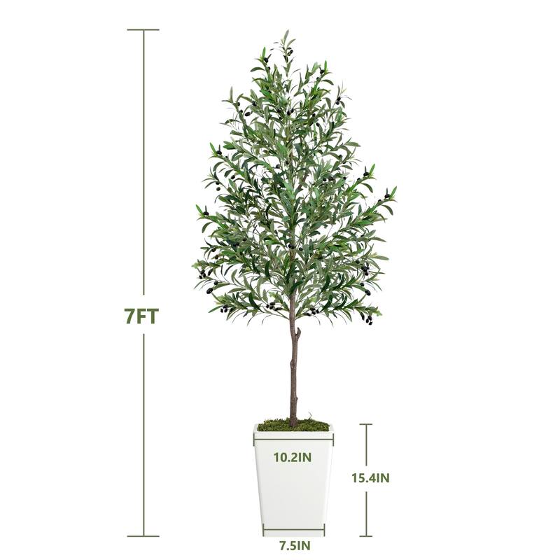 Artificial Olive Tree 7FT with Pot and Moss, Artificial Plants