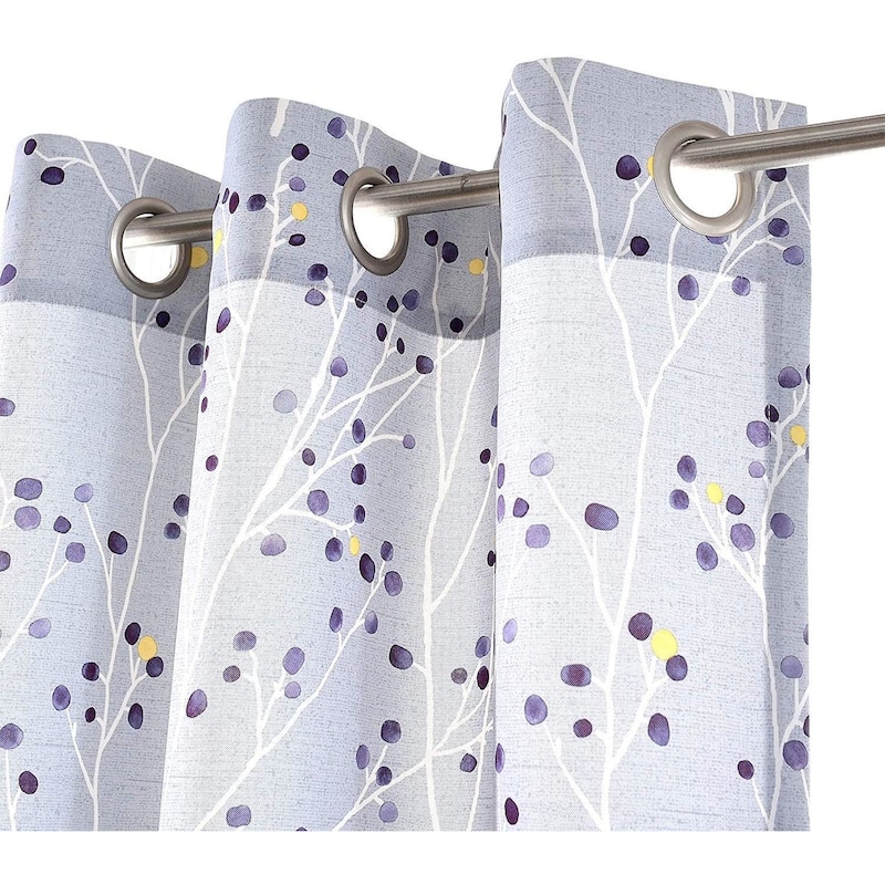 DriftAway Harper Ink Botanical Room-darkening Curtain Panel Pair