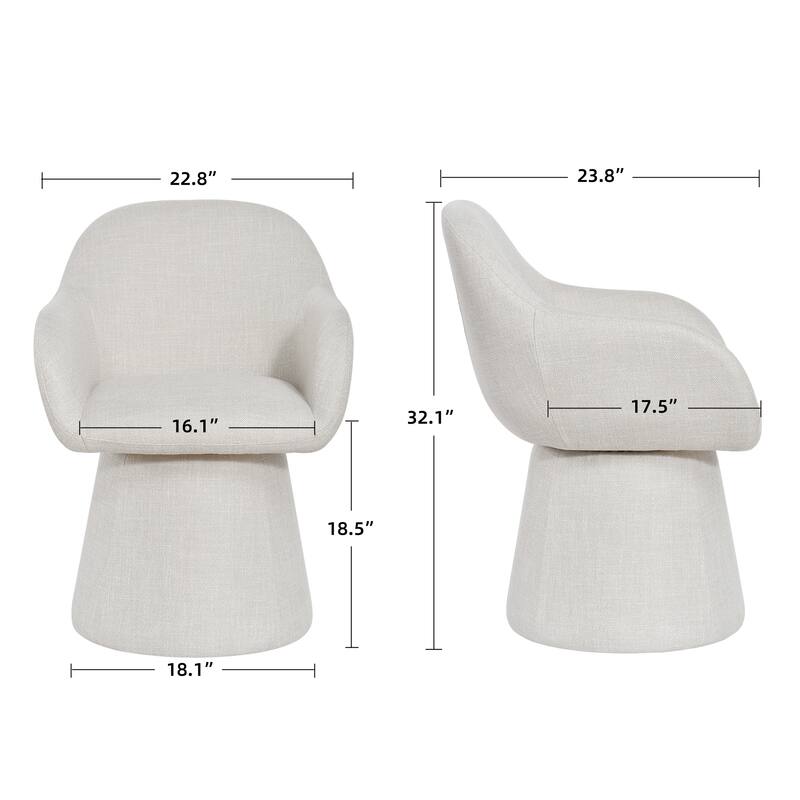 Modern 22.5" W Upholstered Swivel Barrel Back Dining Chair