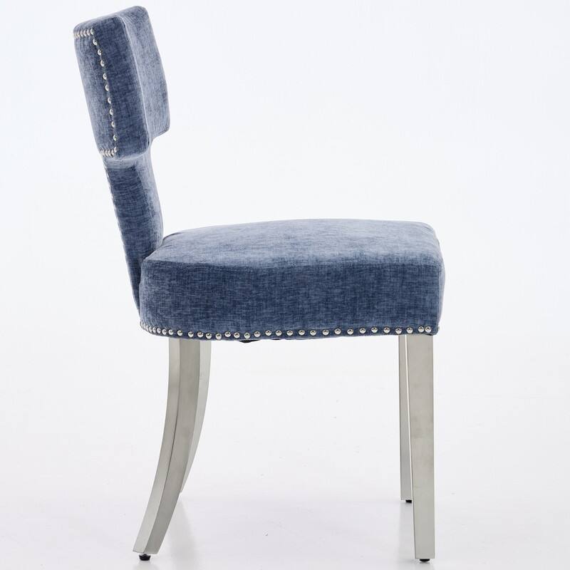 Mid Century Modern Dining Chairs Set of 2,Accent Chair ,Kitchen Chairs with Silver Brushed Stainless Steel Legs