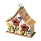 preview thumbnail 37 of 37, Glitzhome 10.5"H Distressed Solid Wood Birdhouse with 3D Flowers - 10.5"