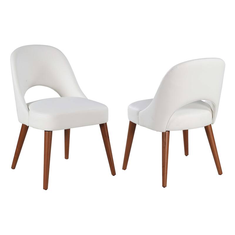 Somette Kenny White Faux Leather Open Back Side Chair, Set of 2