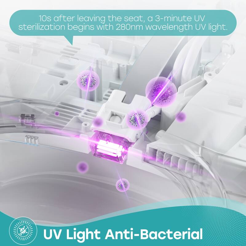 HOROW Luxury Elongated Smart Bidet Toilet in White with Ambient Light Built In Tank Auto Open Close and UV Sterilization