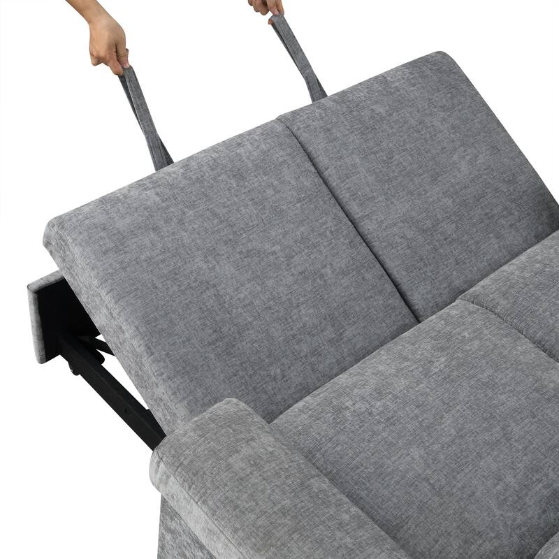 2-in-1 Loveseat Sleeper Recliner Sofa, Convertible Lounge Couch Pull Out Sofa Bed with Vertical Striped Backrest