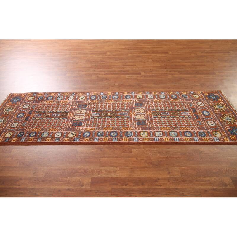 Orange Khotan Runner Rug Hand-Knotted Wool Carpet - 2'6"x 8'0"