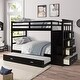 preview thumbnail 1 of 7, Hardwood Twin Over Twin Bunk Bed with Trundle, Multifunction Staircase and 4 Storage Drawers, Espresso