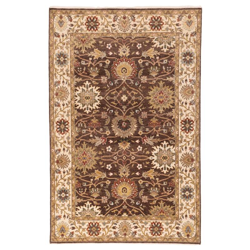 ECARPETGALLERY Hand-knotted Jules Serapi Dark Brown Wool Rug - 5'10 x 9'0