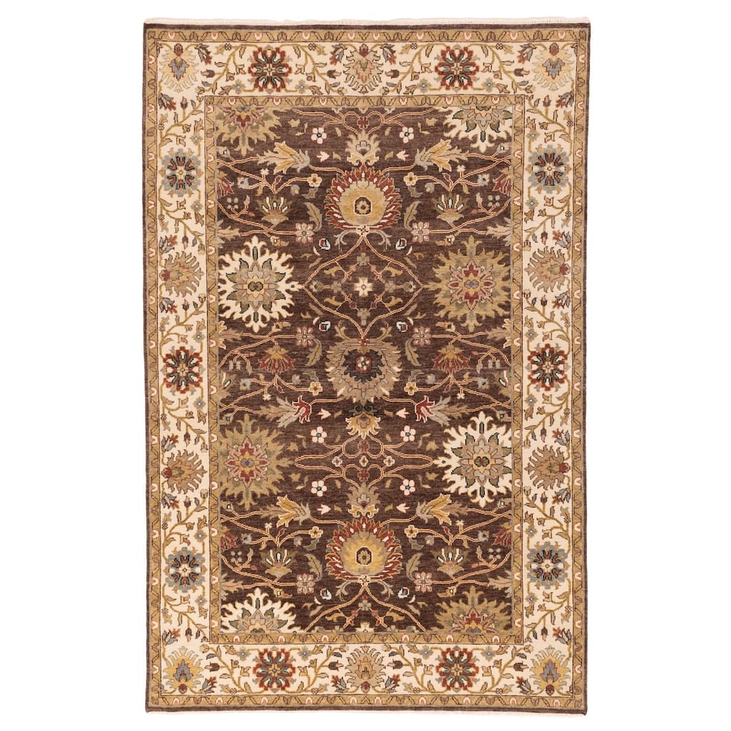 ECARPETGALLERY Hand-knotted Jules Serapi Dark Brown Wool Rug - 5'10 x 9'0