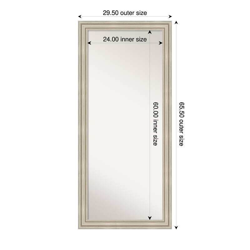 Sierra Non-Beveled Wood Framed Full-Length Floor Leaner Mirror - 30 x 66 in - Sierra Silver