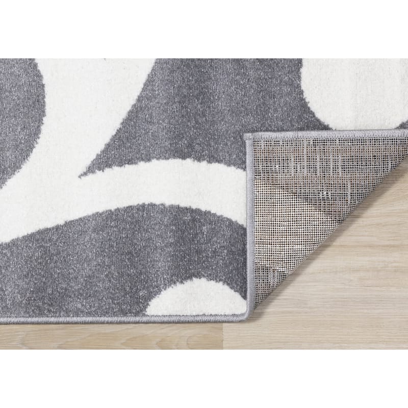 Covington Collection - Grey/Cream Damask Swirl Rug