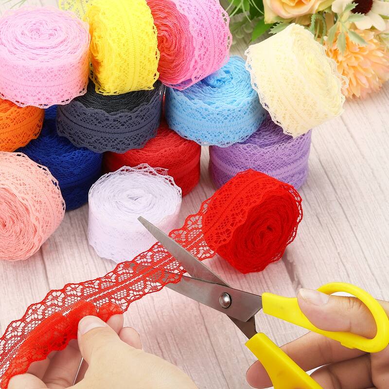 2pcs 1.2" Wide 11 Yards Lace Trim Ribbon Sewing Lace Wrapping Decor
