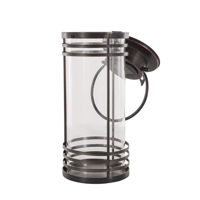 Metal Candle Lantern with Round Circle Lines - Black - Roche River Decor
