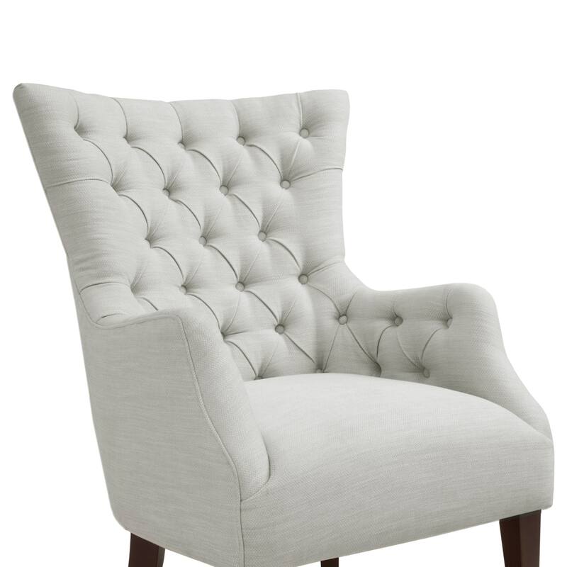 Roomfitters Tufted Wing Chair with High Back, Solid Wood Legs, Upholstered Accent Armchair with Supportive Foam Seat, Ivory