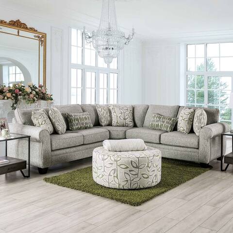 Kuli 2-piece Grey Sectional and Ottoman Set by Furniture of America