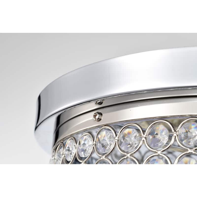 Pieni 12 Inch Glam Style Chrome Polished Finish Crystal Flushmount Ceiling Lighted 2-Light - N/A