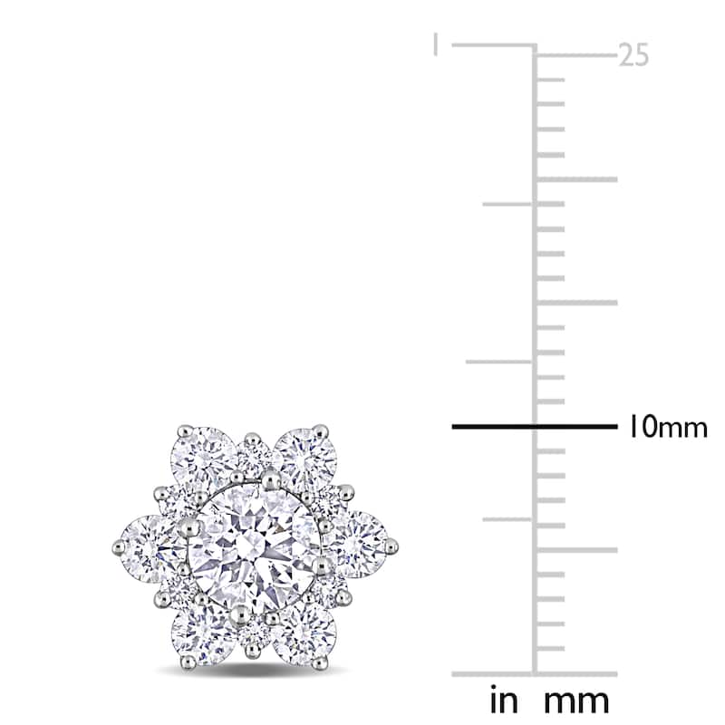 Miadora 2 1/6ct TDW Diamond Sunburst Stud Earrings in 14k White Gold
