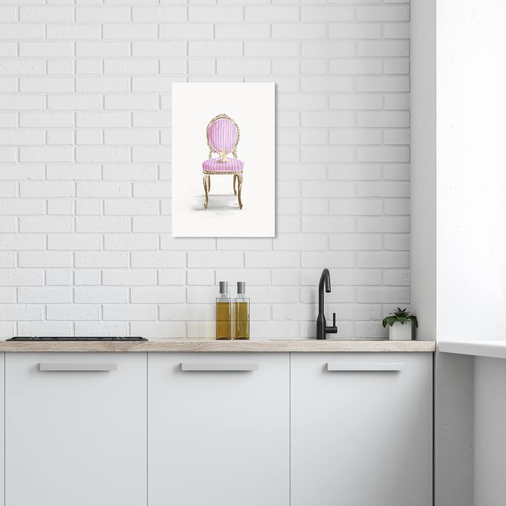 Wynwood Studio Canvas Animals Noble Cute Seat Pink and Modern & Contemporary Wall Art Canvas Print - Pink, Gold