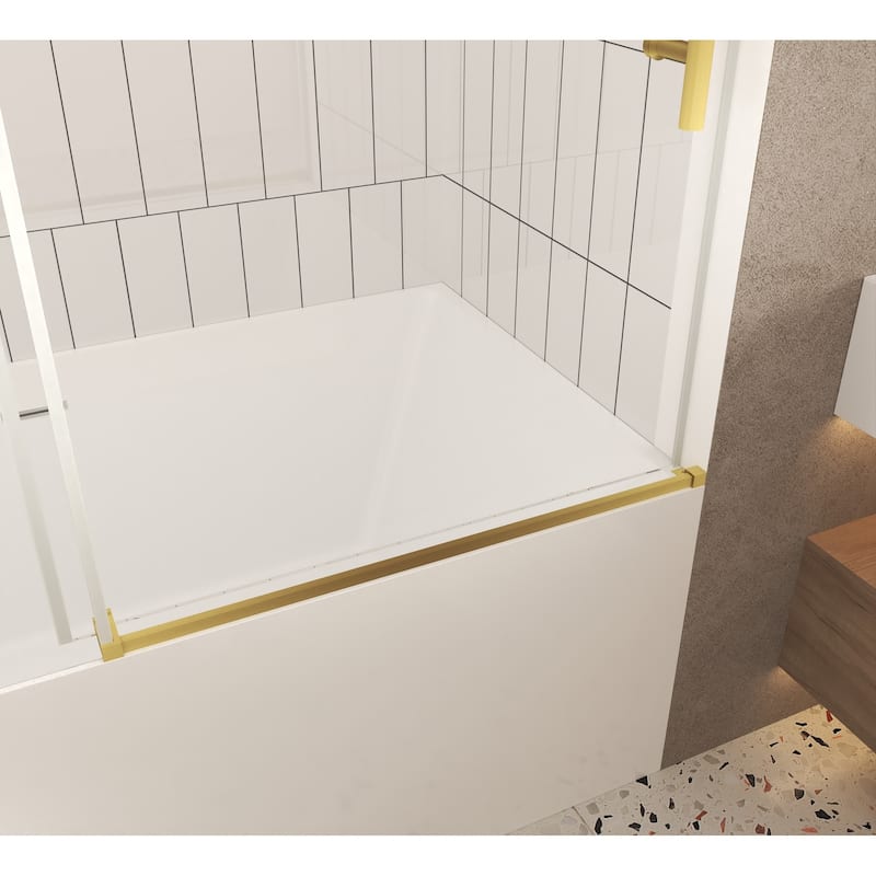 60 "W x 60" H Frameless Shower Door with Stainless Steel Handle - 60'' x 0.31'' x 60''