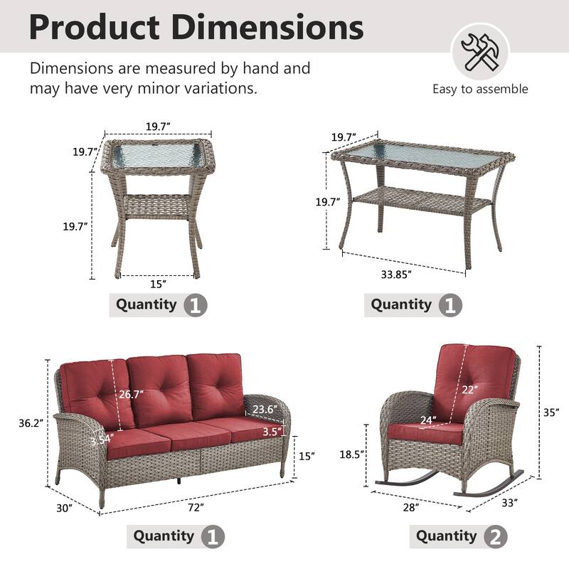 Gymojoy Outdoor Wicker Patio Furniture Sofa Chair Set Weather-Resistant